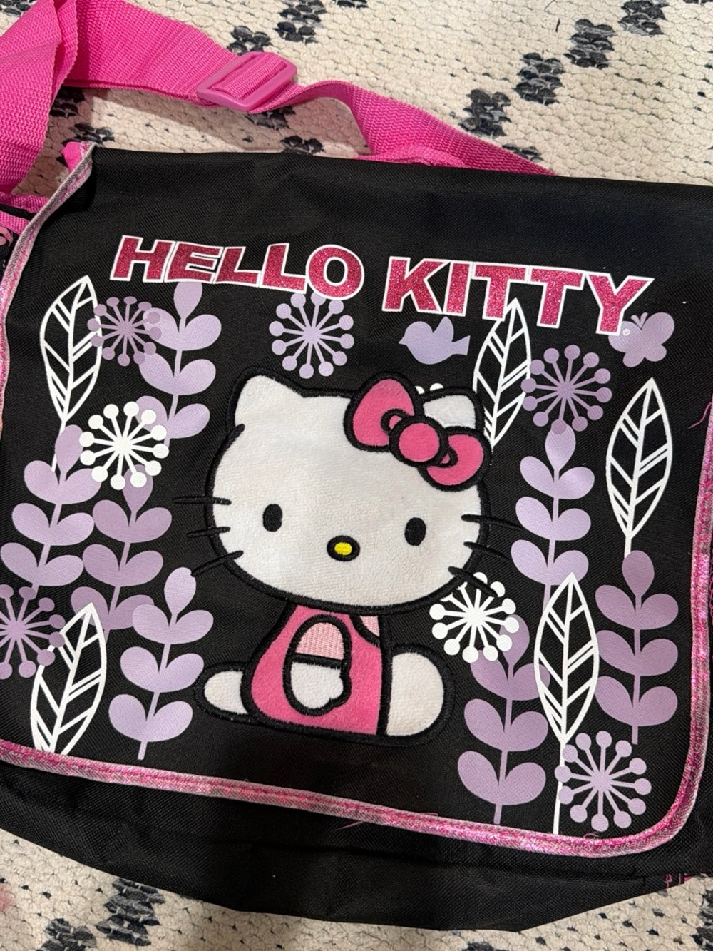 Hello Kitty Black, Pink & Lavender Kids Messenger Bag